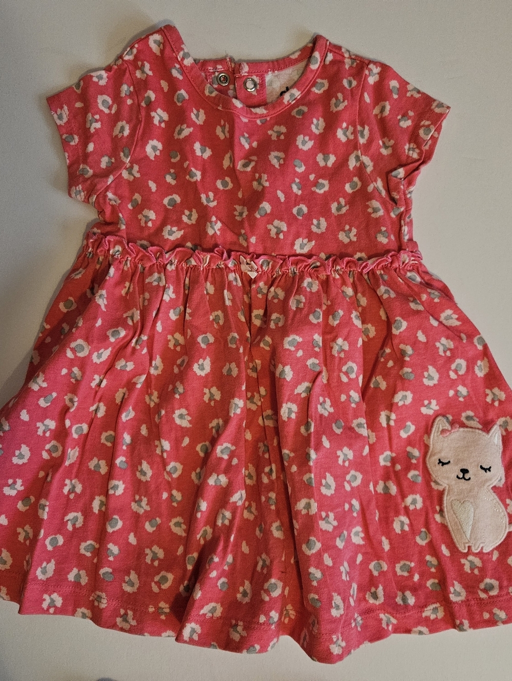 Pink Leopard Dress With Cat Decal 12M